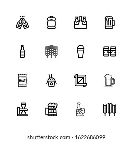 Editable 16 barley icons for web and mobile. Set of barley included icons line Wheat, Beer, Crop, Rice, Malt, Beer keg on white background