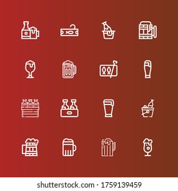 Editable 16 canned icons for web and mobile. Set of canned included icons line Beer, Sardines, Tuna, Beers on red
