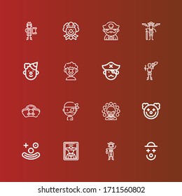 Bearbeitbar 16 Kanonensymbole für Web und Mobile. Clown, Pirate, Piraten auf Rot