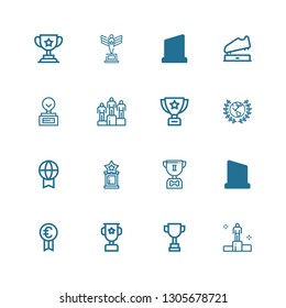 Editable 16 champ icons for web and mobile. Set of champ included icons line Winning, Trophy, Prize, Award on white background