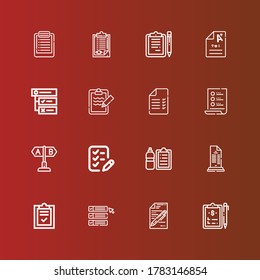 Bearbeitbar 16 Checkboxsymbole für Web und Mobile. Checkbox-Set mit den Symbolen in der Zwischenablage, Test, Liste, Checkliste, Aufgaben, Prüfung, Zwischenablagen auf Rot