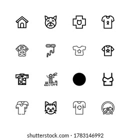Editable 16 collar icons for web and mobile. Set of collar included icons line Hamster ball, Shirt, Cat, Veterinarian, Tie, Veterinary, Dog house on white background