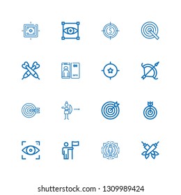 Editable 16 dartboard icons for web and mobile. Set of dartboard included icons line Darts, Target, Goal, Focus, Archery on white background