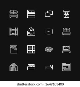 Editable 16 double icons for web and mobile. Set of double included icons line Bunk bed, Bed, Casino, Blanket, Pillow, Duplex, Pillows on black background