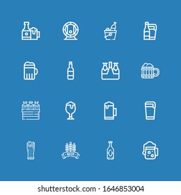 Editable 16 draught icons for web and mobile. Set of draught included icons line Beer, Beers on blue background