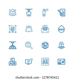 Editable 16 font icons for web and mobile. Set of font included icons line d, Font, Abc, d cube, H o, Letter, Boxing shorts, Anchor point on white background