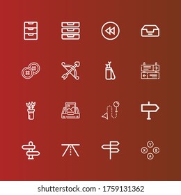 Editable 16 forward icons for web and mobile. Set of forward included icons line Buttons, Directions, Road, Direction, Inbox, Arrows, Arrow, Button, Backward, Inboxes on red