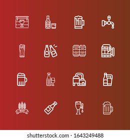 Editable 16 froth icons for web and mobile. Set of froth included icons line Beer, Beers, Beer tap, Pub on red