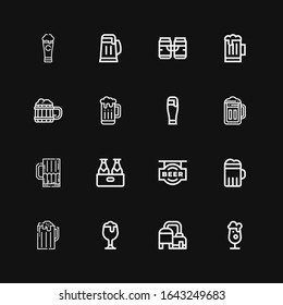 Editable 16 froth icons for web and mobile. Set of froth included icons line Beer on black background