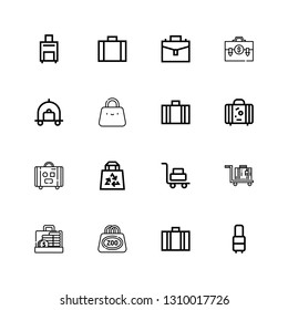 Editable 16 handbag icons for web and mobile. Set of handbag included icons line Suitcase, Bag, Luggage on white background