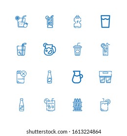 Editable 16 lemonade icons for web and mobile. Set of lemonade included icons line Drink, Drinks, Lemon juice, Lemonade, Juice, Cola on white background