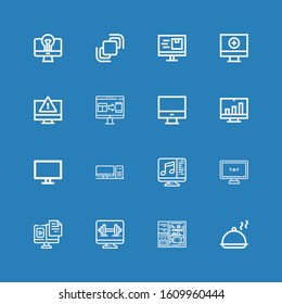 Editable 16 mockup icons for web and mobile. Set of mockup included icons line Salver, Computer, Hidrive on blue background