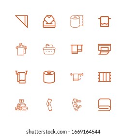 Editable 16 napkin icons for web and mobile. Set of napkin included icons line Towel, Pads, Towels, Tissue, Wipes, Wet wipes, Napkin on white background