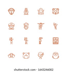 Editable 16 parrot icons for web and mobile. Set of parrot included icons line Macaw, Pirate, Hamster, Pirates, Toucan, Parrot, Kraken, Hedgehog on white background
