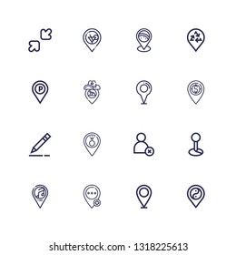 Editable 16 plain icons for web and mobile. Set of plain included icons line Placeholder, Cancel, Pencil, Resize on white background