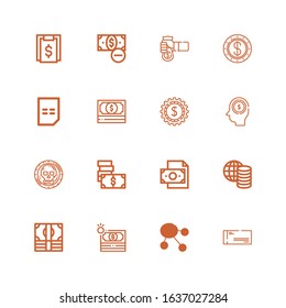 Editable 16 salary icons for web and mobile. Set of salary included icons line Cheque, Dollar, Money, Coin, Earnings, Bill, Cash on white background