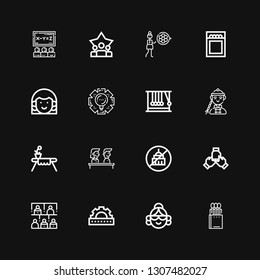Editable 16 teamwork icons for web and mobile. Set of teamwork included icons line Matches, Avatar, Cogwheel, Audience, Teamwork, Ngo, Training, Table, Man on black background