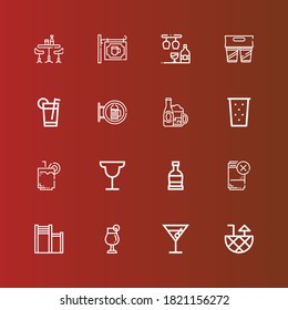 Editable 16 tequila icons for web and mobile. Set of tequila included icons line Cocktail, Bar, Drink, Rum on red