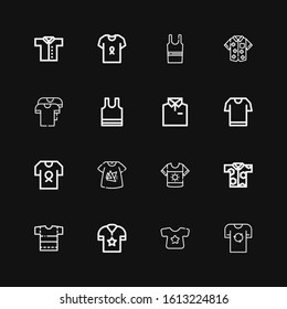 Editable 16 t-shirt icons for web and mobile. Set of t-shirt included icons line Shirt, Tshirt, Sleeveless, Sleeveless shirt on black background