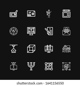 Editable 16 typography icons for web and mobile. Set of typography included icons line d, Layout, Psi, Design, Graphic designer, Graphic design, Letter, Typography on black background