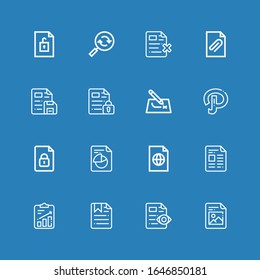 Editable 16 iconos de actualización para web y móvil. Conjunto de actualizaciones de iconos incluidos línea Archivo, Ruta, Ruta, Volver a cargar en fondo azul