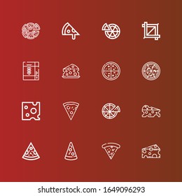 Editable 16 iconos completos para web y móvil. Conjunto completo de iconos incluidos línea Queso, Pizza, Cereal, Crop on red