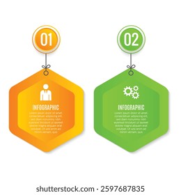 Editable 2 step stylish modern infographic for business growth concept chart list template design
