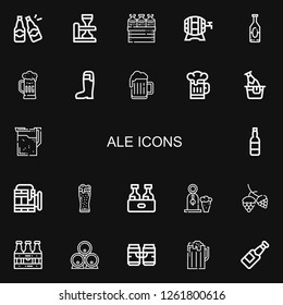 Editable 22 ale icons for web and mobile. Set of ale included icons line Beers, Beer, Hop on black background