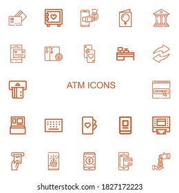 Editable 22 atm icons for web and mobile. Set of atm included icons line Payment method, Strongbox, Transfer, Card, Bank, Cards, Cash machine, Atm, Keypad on white background
