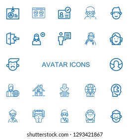 Editable 22 avatar icons for web and mobile. Set of avatar included icons line Identification, Profile, ID, Man, Login, Add user, User, Avatar, Employee, Fraternity on white background