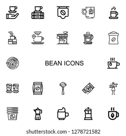 Editable 22 bean icons for web and mobile. Set of bean included icons line Coffee, Break, Tea, Coffee cup, Coffee shop, Coffee bag, Latte, Cup, Espresso, Seeds on white background