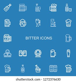 Editable 22 bitter icons for web and mobile. Set of bitter included icons line Beer, Beers on blue background