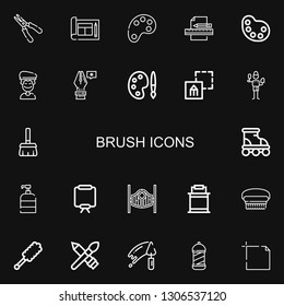 Editable 22 brush icons for web and mobile. Set of brush included icons line Plier, Design, Color palette, Palette, Artist, Pen, Graphic design, Brush, Broom on black background