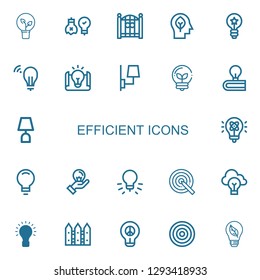 Editable 22 efficient icons for web and mobile. Set of efficient included icons line Idea, Ideas, Fence, Inspiration, Lamp, Light, Target, Dartboard, Bulb on white background