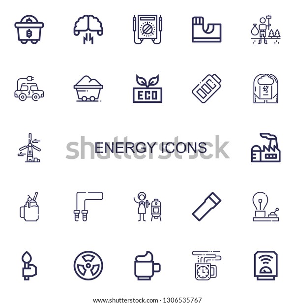 Editable 22 energy\
icons for web and mobile. Set of energy included icons line Mining,\
Brainstorming, Multimeter, Skate park, Environment, Electric car,\
Coal on white\
background