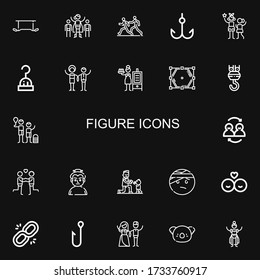 Editierbare 22 Icons für Web und Mobile. Set mit den Icons Zeile Übungen, Superheld, Marathon, Hook, Idol, Couple, Smoker, Polygon, Familie, Freunde auf schwarzem Hintergrund