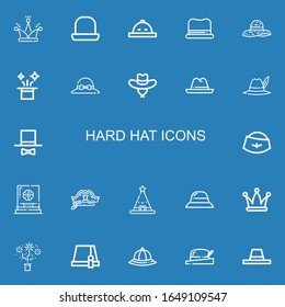 Editable 22 hard hat icons for web and mobile. Set of hard hat  line icons including Hat on blue background