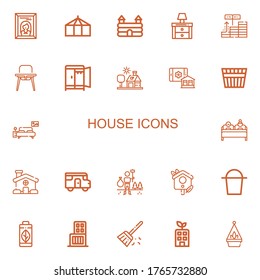 Editable 22 house icons for web and mobile. Set of house included icons line Painting, Tent, Castle, Nightstand, Investment, Baby chair, Wardrobe, House, Smart on white background