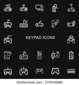 Iconos editables de 22 teclado para web y móvil. Juego de teclado incluido línea de iconos Gamepad, control remoto, controlador, juego, teclado, Joystick sobre fondo negro
