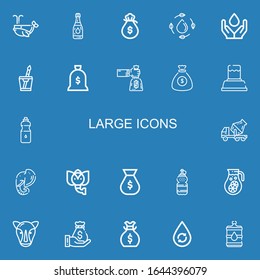 Editable 22 large icons for web and mobile. Set of large included icons line Whale, Water, Money bag, Cement truck, Elephant, Rhino on blue background
