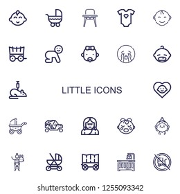 Editable 22 little icons for web and mobile. Set of little included icons line Baby boy, Stroller, Baby chair, Baby clothes, Carriage, Baby, Crying, Rat, Buggy on white background