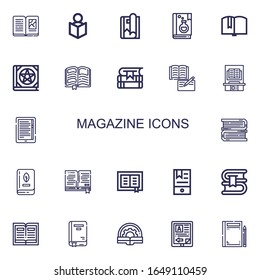 Editable 22 magazine icons for web and mobile. Set of magazine line icons including: line Book, Read, Magazine, Books, Ebook on white background