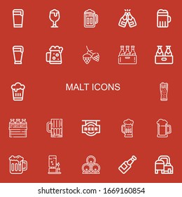 Editable 22 malt icons for web and mobile. Set of malt included icons line Beer, Dark beer, Hop on red background