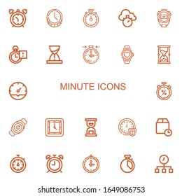 Bearbeitbare 22-minütige Icons für Web und Mobile. Minutensatz inbegriffen Symbole Zeile Weckuhr, Zeit, Stoppuhr, Chronometer, Stopuhr, Stundenglas, Uhr, Uhr auf weißem Hintergrund
