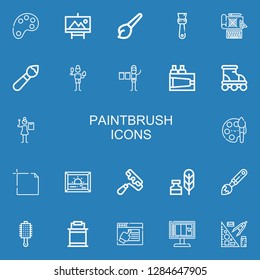 Editable 22 paintbrush icons for web and mobile. Set of paintbrush included icons line Color palette, Painting, Art, Brush, Design, Graphic designer, Paint on blue background