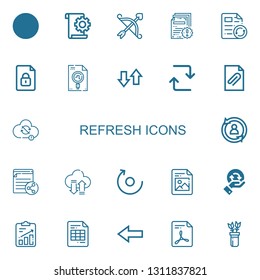 Editable 22 refresh icons for web and mobile. Set of refresh included icons line Recycling, File, Arrow, Transfer, Repeat, Sync, Rotate, Back, Arrows on white background