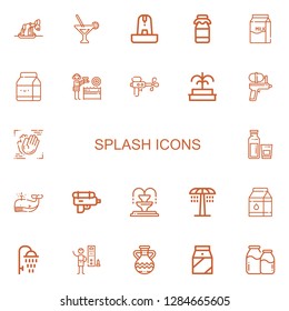 Editable 22 splash icons for web and mobile. Set of splash included icons line Whale, Martini, Fountain, Milk, Water gun, Motion, Shower, Showers, Jug on white background