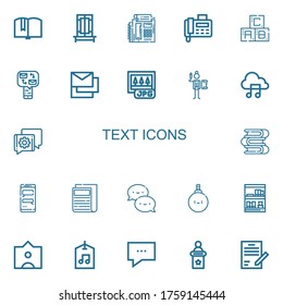 Editable 22 text icons for web and mobile. Set of text included icons line Book, Trick, Fax, Abc, Messages, Jpg, Writing, Music file, Chat, Books, Newspaper on white background