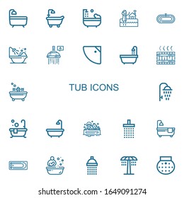 Editable 22 tub icons for web and mobile. Set of tub included icons line Bath, Bathtub, Shower, Jacuzzi on white background