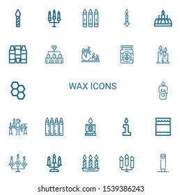 Editable 22 wax icons for web and mobile. Set of wax included icons line Candle, , , Hive, Honey, Candles, Honeycomb, Candle making, Candlestick on white background